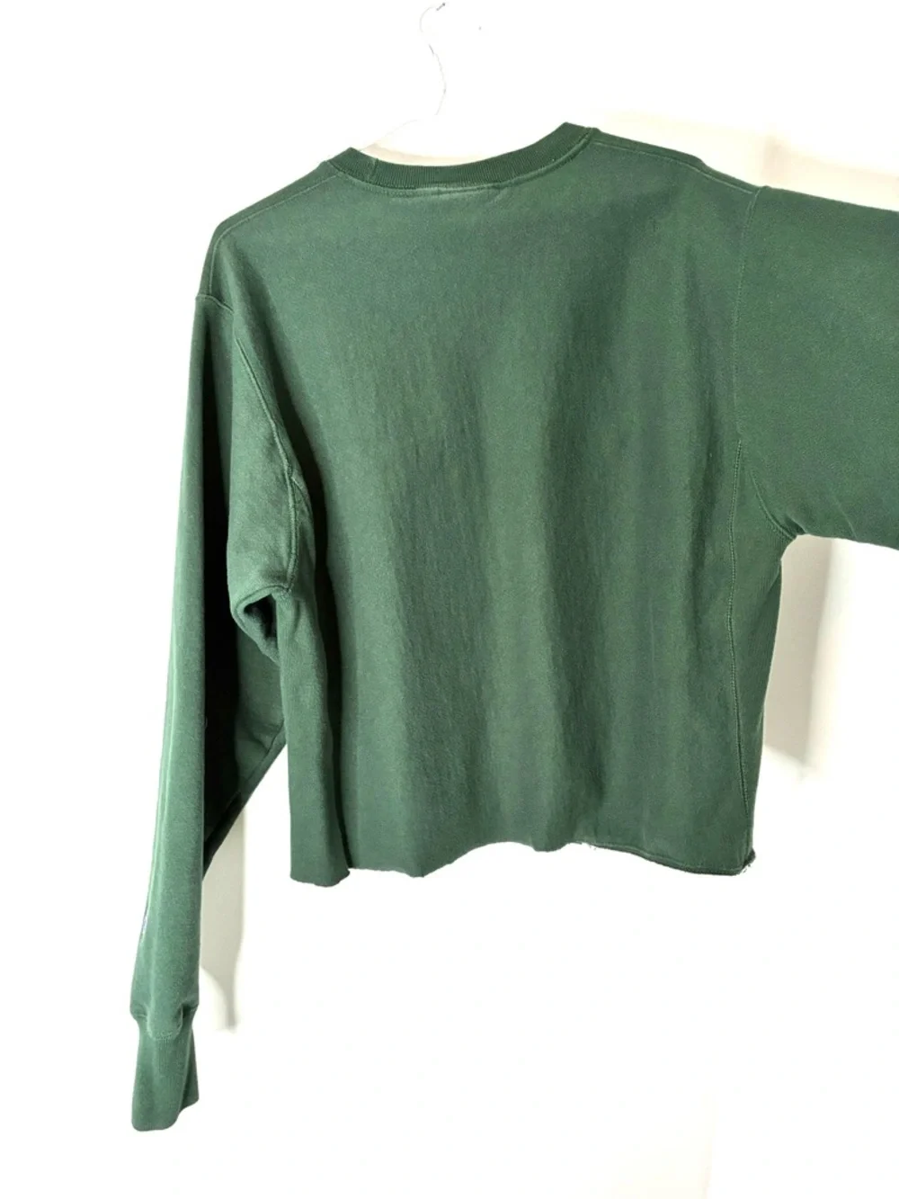 Champion Reverse Weave Green Getaway Crop Oversized Sweatshirt Logo Patchwork - Picture 8 of 9